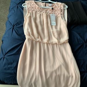 Vera Moda Blush Dress with Flower Lace Detailing